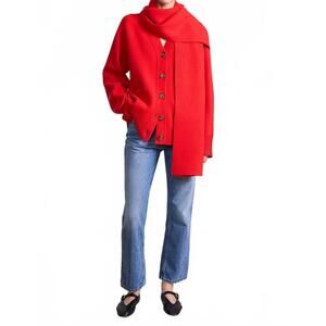 NEW APIECE APART medina cardigan with scarf top in tigerlily